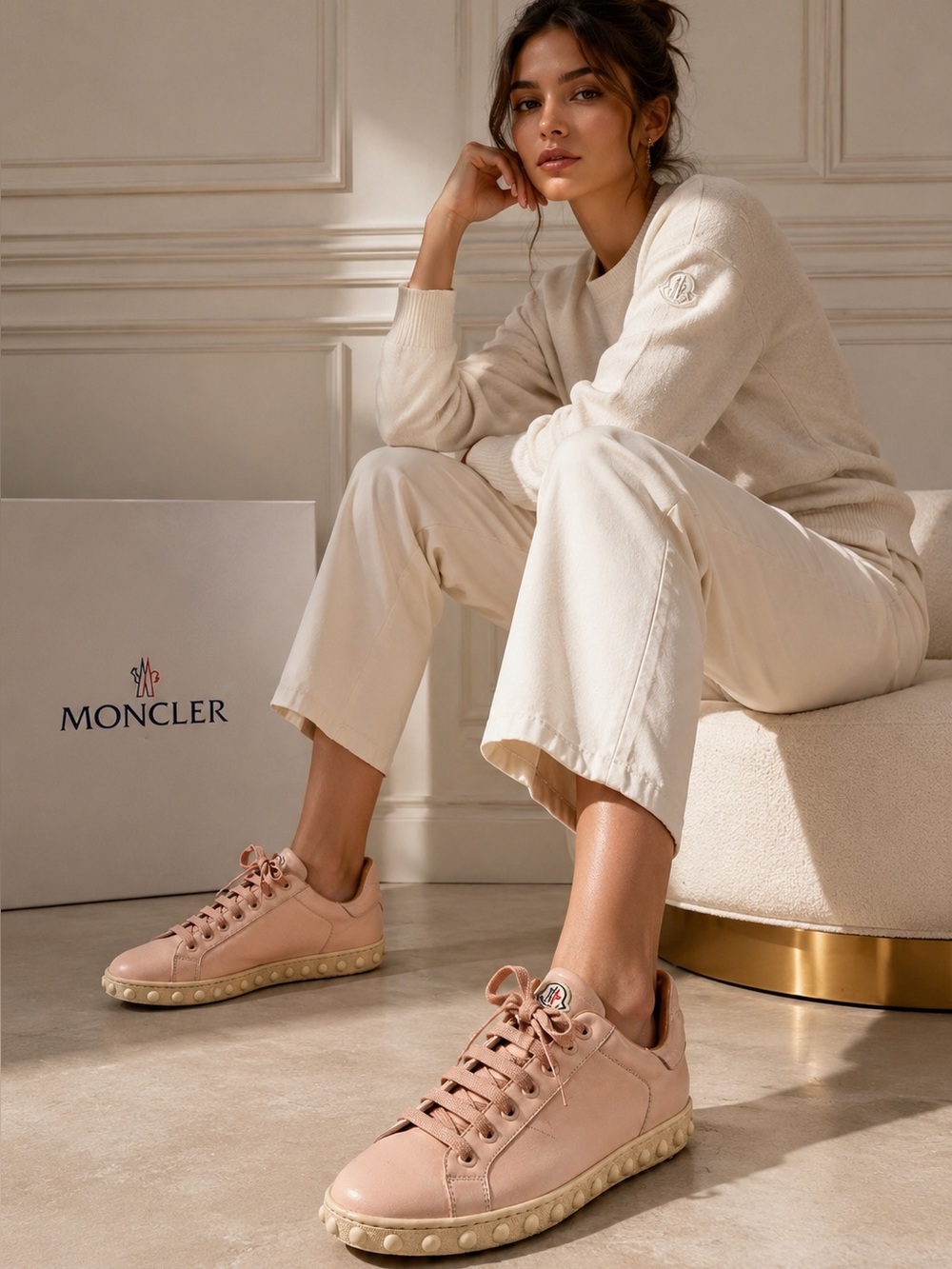 Moncler • Italian Leather Blush Pink Low Top Sneakers Bubble Sole 38 (US 7.5–8)
